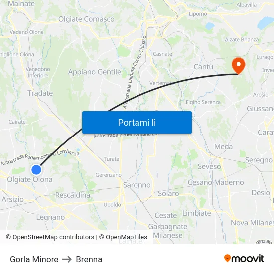 Gorla Minore to Brenna map