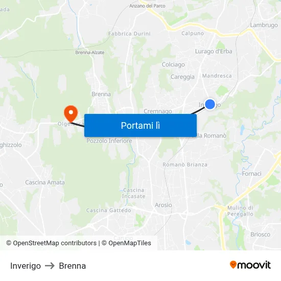 Inverigo to Brenna map