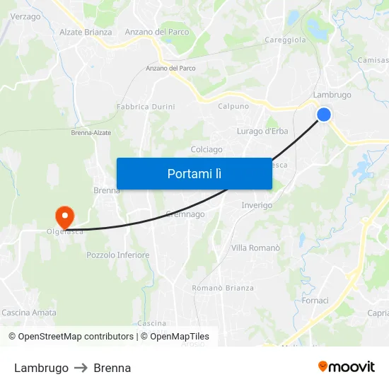 Lambrugo to Brenna map