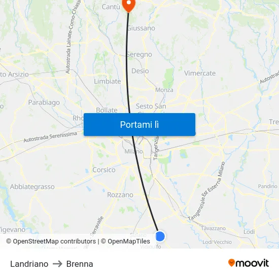 Landriano to Brenna map