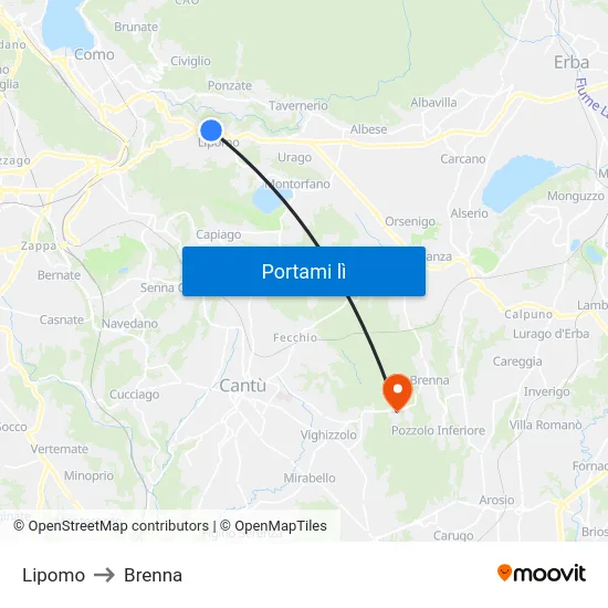 Lipomo to Brenna map