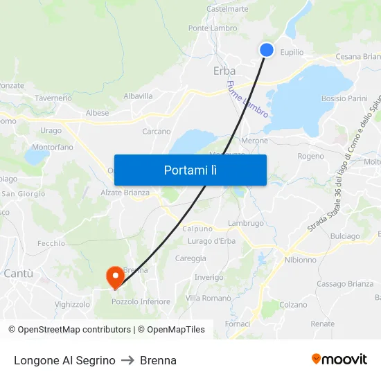 Longone Al Segrino to Brenna map