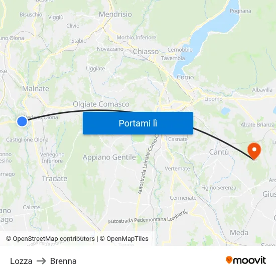 Lozza to Brenna map