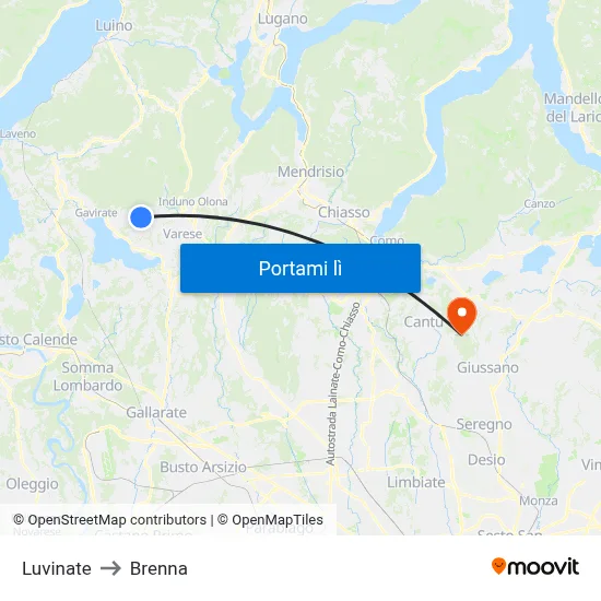 Luvinate to Brenna map