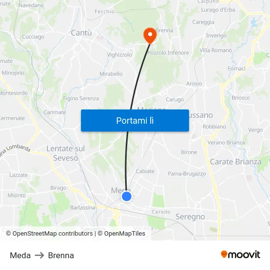 Meda to Brenna map
