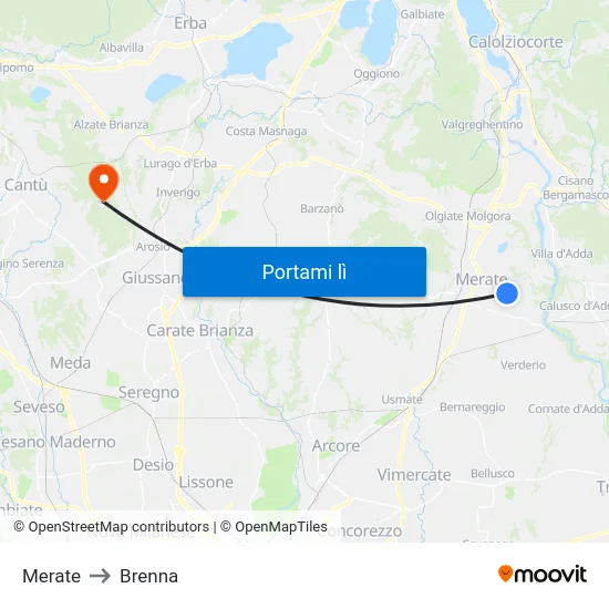 Merate to Brenna map
