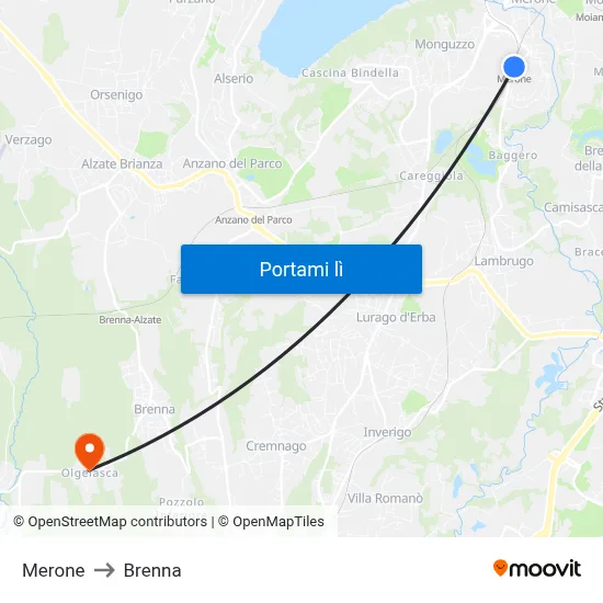 Merone to Brenna map