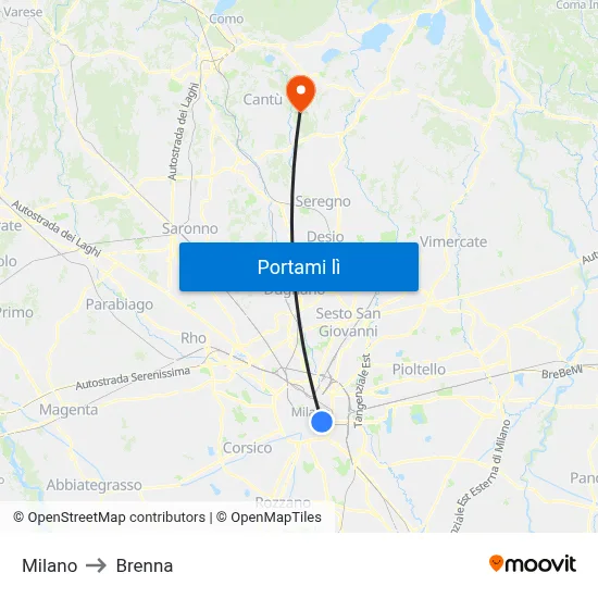 Milano to Brenna map