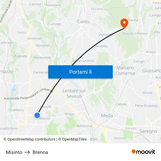 Misinto to Brenna map