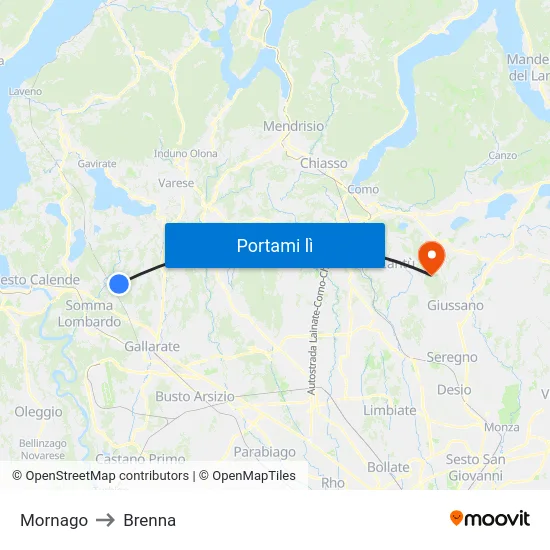 Mornago to Brenna map