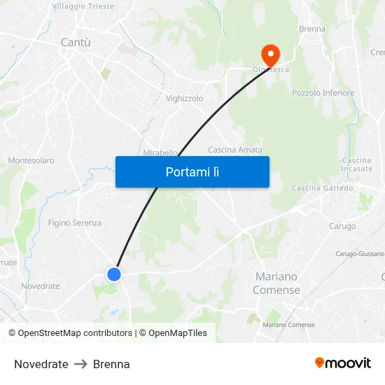 Novedrate to Brenna map