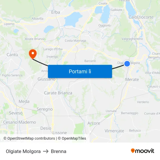 Olgiate Molgora to Brenna map