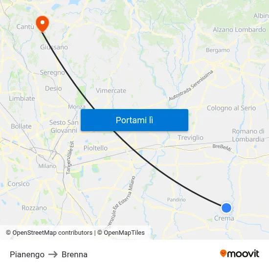 Pianengo to Brenna map