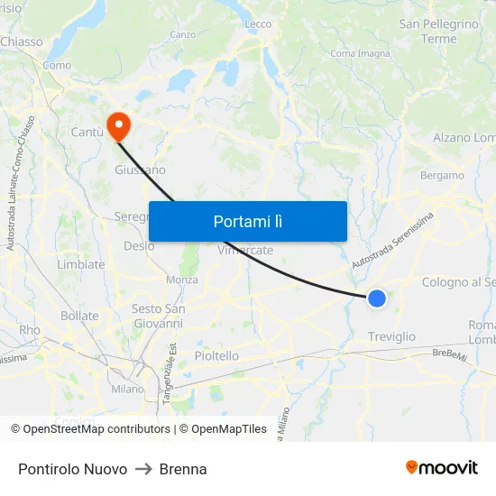Pontirolo Nuovo to Brenna map