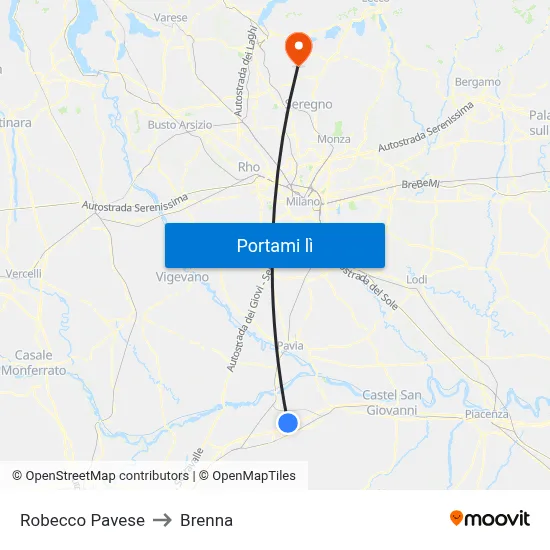 Robecco Pavese to Brenna map
