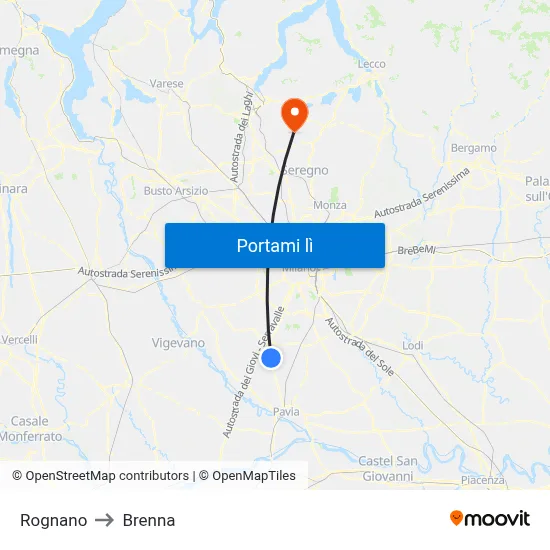 Rognano to Brenna map