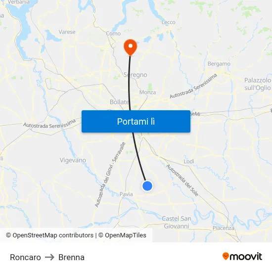 Roncaro to Brenna map