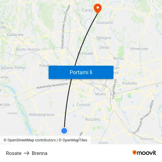 Rosate to Brenna map