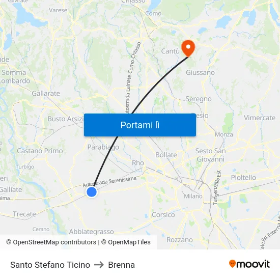 Santo Stefano Ticino to Brenna map