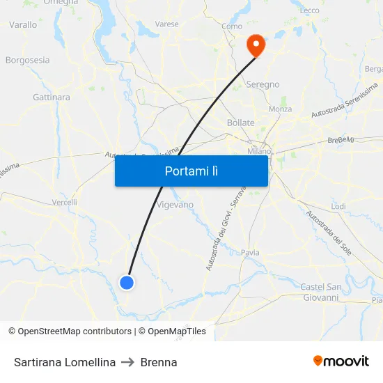 Sartirana Lomellina to Brenna map