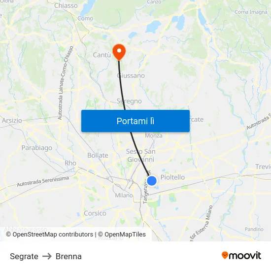 Segrate to Brenna map