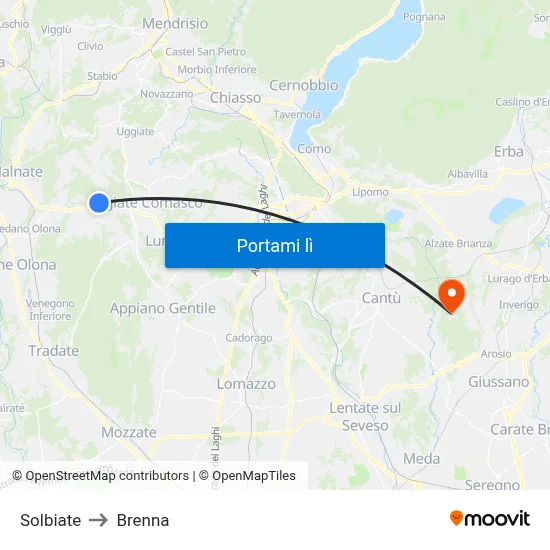 Solbiate to Brenna map