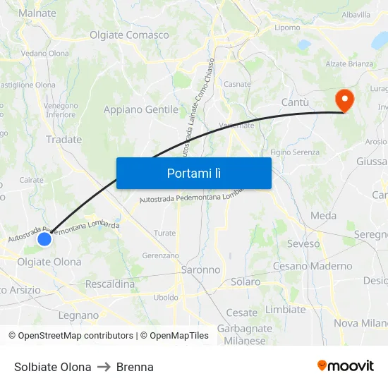 Solbiate Olona to Brenna map