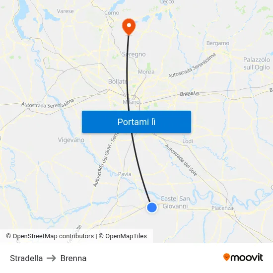 Stradella to Brenna map