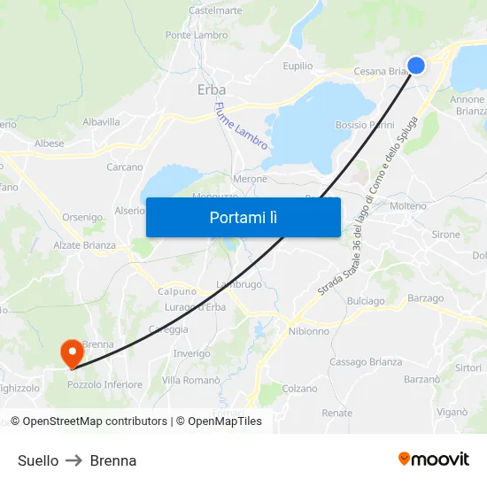 Suello to Brenna map