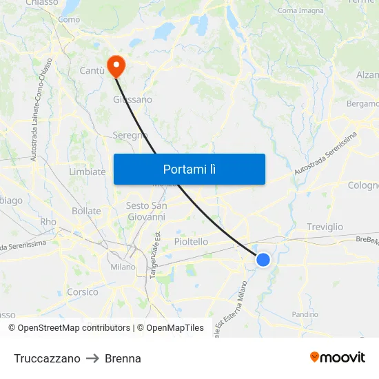 Truccazzano to Brenna map