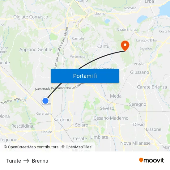 Turate to Brenna map