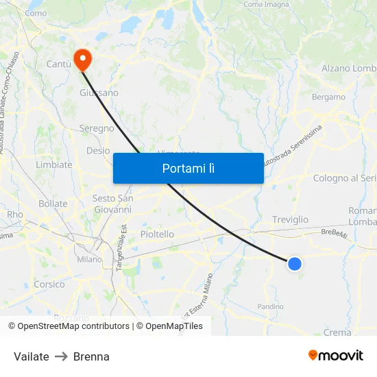 Vailate to Brenna map