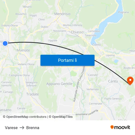 Varese to Brenna map
