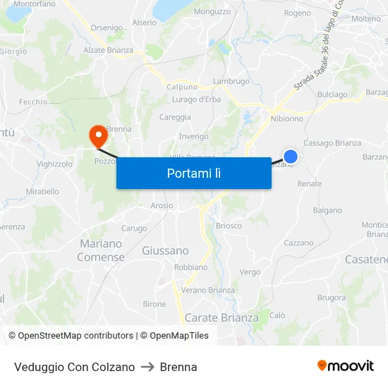 Veduggio Con Colzano to Brenna map