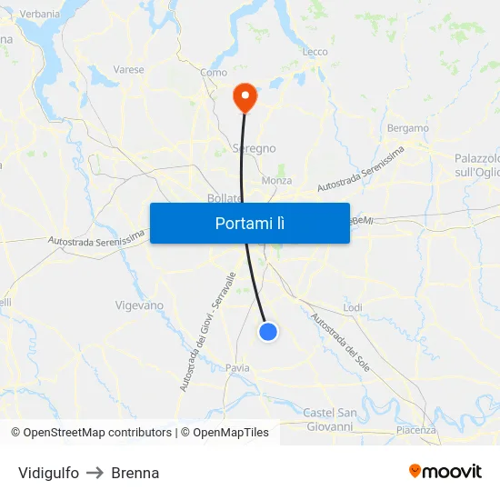 Vidigulfo to Brenna map