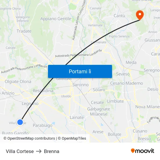 Villa Cortese to Brenna map