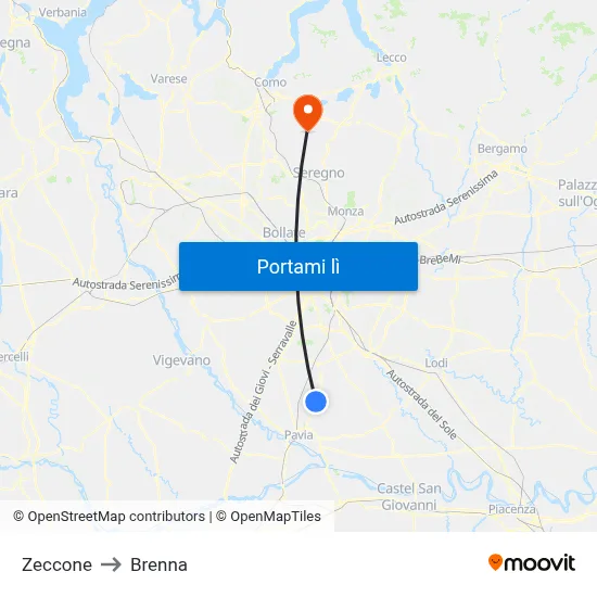 Zeccone to Brenna map