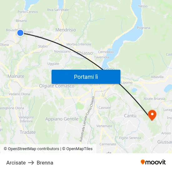 Arcisate to Brenna map