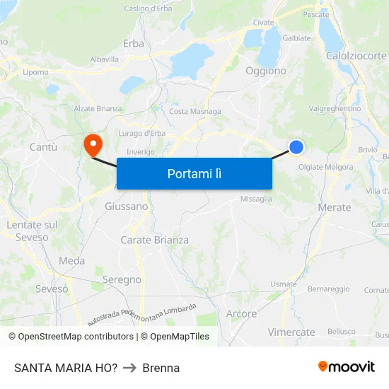 SANTA MARIA HO? to Brenna map