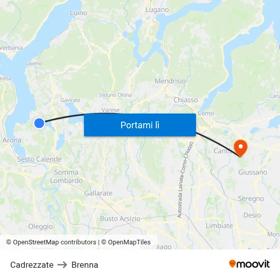 Cadrezzate to Brenna map