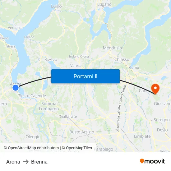 Arona to Brenna map