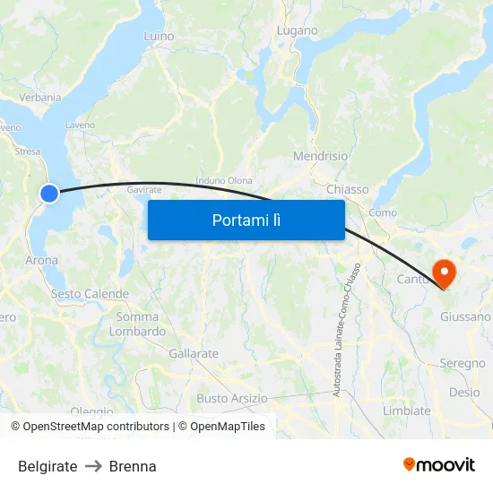 Belgirate to Brenna map