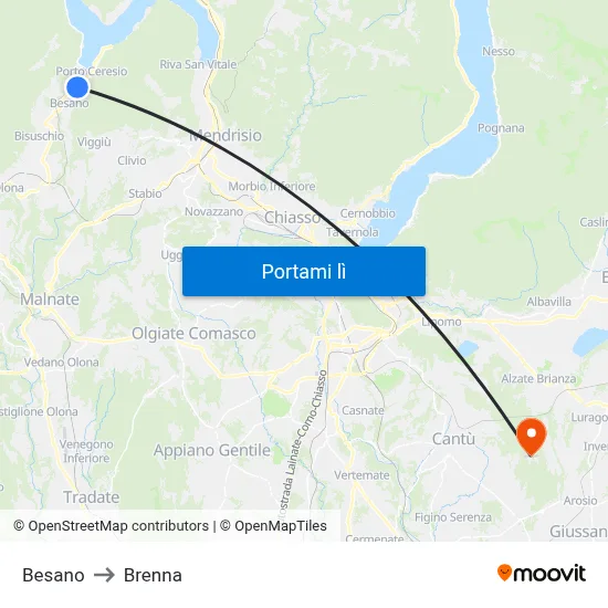 Besano to Brenna map