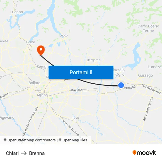 Chiari to Brenna map