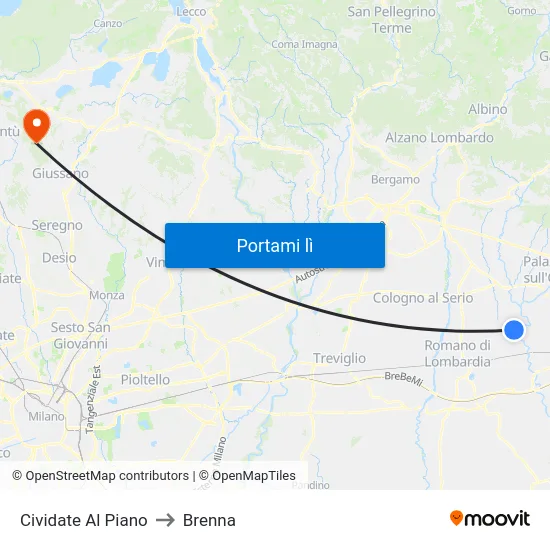 Cividate Al Piano to Brenna map