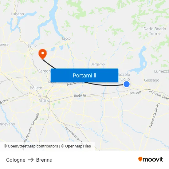 Cologne to Brenna map