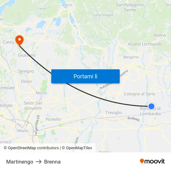 Martinengo to Brenna map