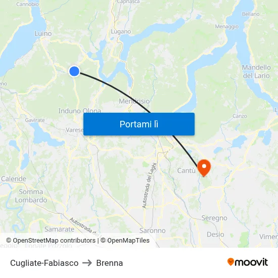 Cugliate-Fabiasco to Brenna map