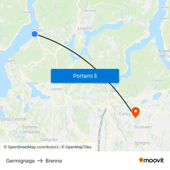 Germignaga to Brenna map