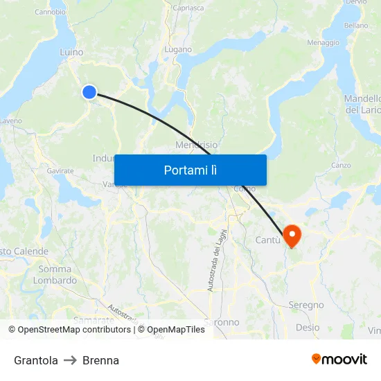 Grantola to Brenna map
